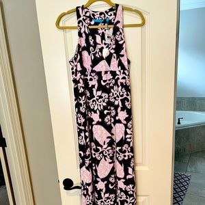 NWT Tori Richard Sz L Pink & Navy Maxi Dress